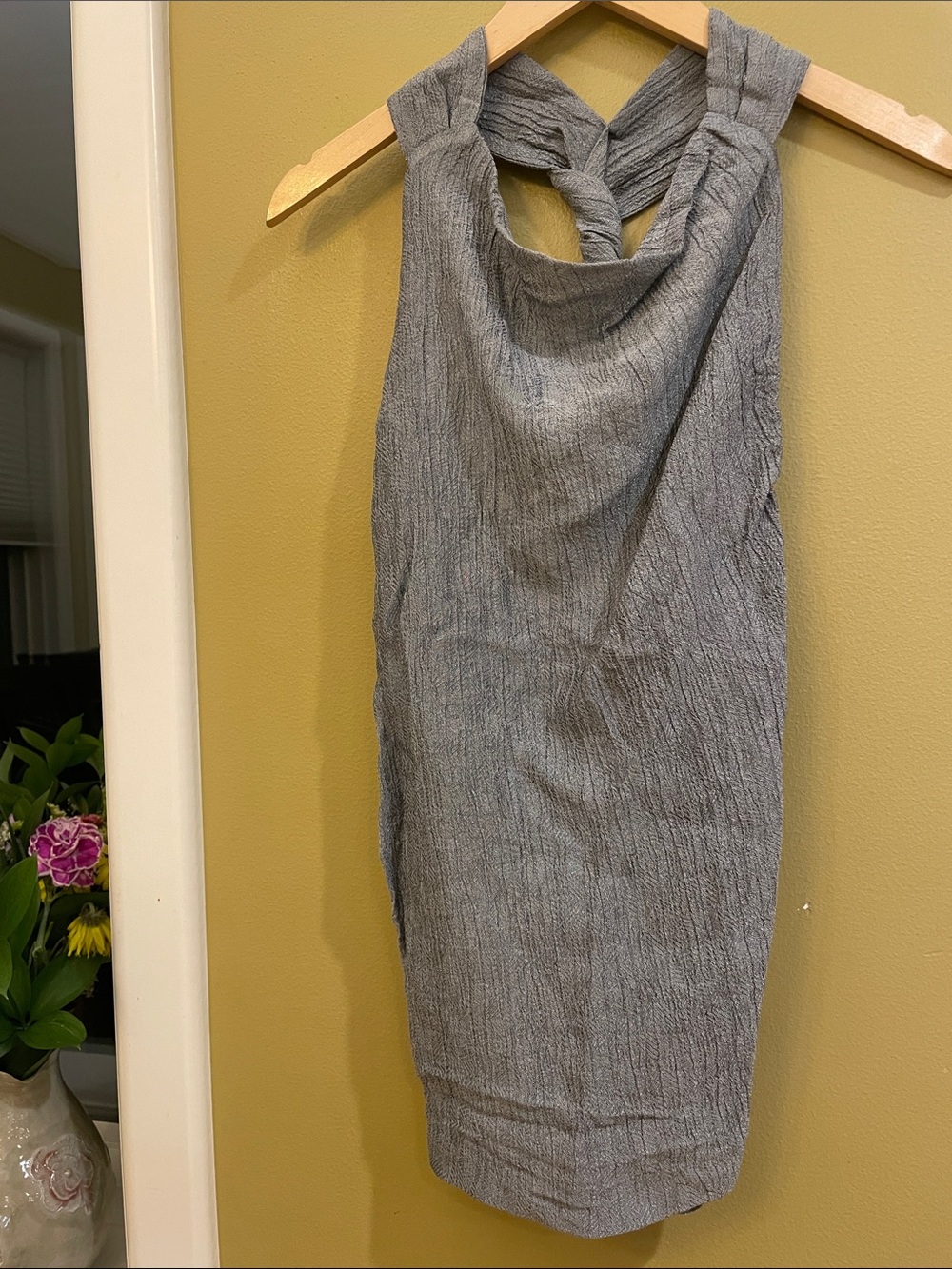 NWT Zara Gray Sleeveless Twist-Back Sheath Top